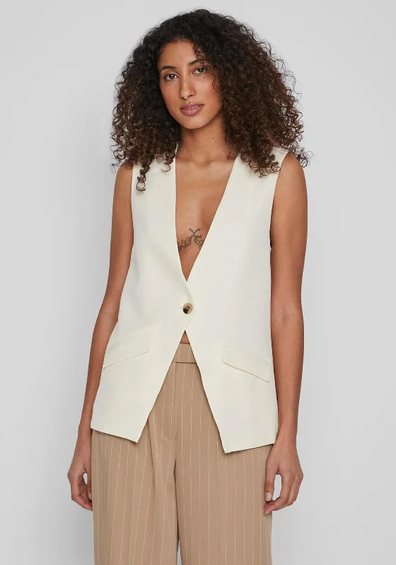 Jackets Business Casual-Vila Lysa Slit Back Waistcoat, Birch