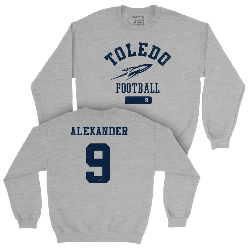 Long Sleeve Collector's Item-Toledo Football Sport Grey Varsity Crew - Darius Alexander | #9