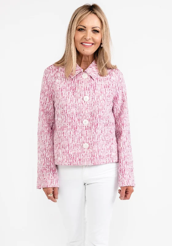 Jackets Stylish-Gerry Weber Jacquard Embroidered Short Jacket, Pink