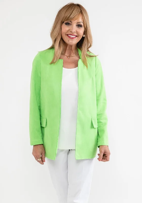 Jackets Lounge-d.e.c.k. by Decollage Faux Suede Open Jacket, Lime Green