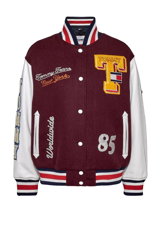 Jackets Vintage-Tommy Jeans Letterman Jacket, Deep Rouge