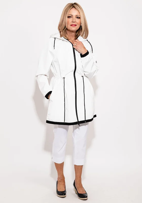 Jackets Trending-Noramnn Contrast Trim Raincoat, White