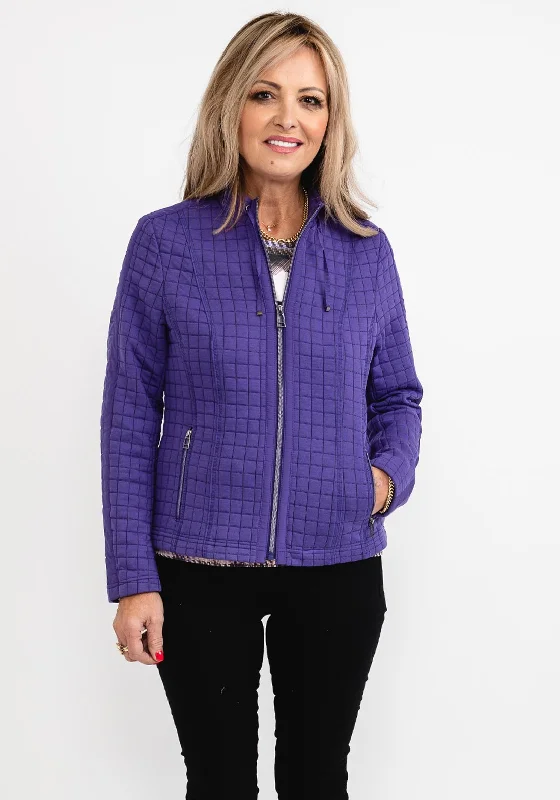 Jackets Greek Life-Rabe Square Quilted Zip Jersey Jacket, Purple