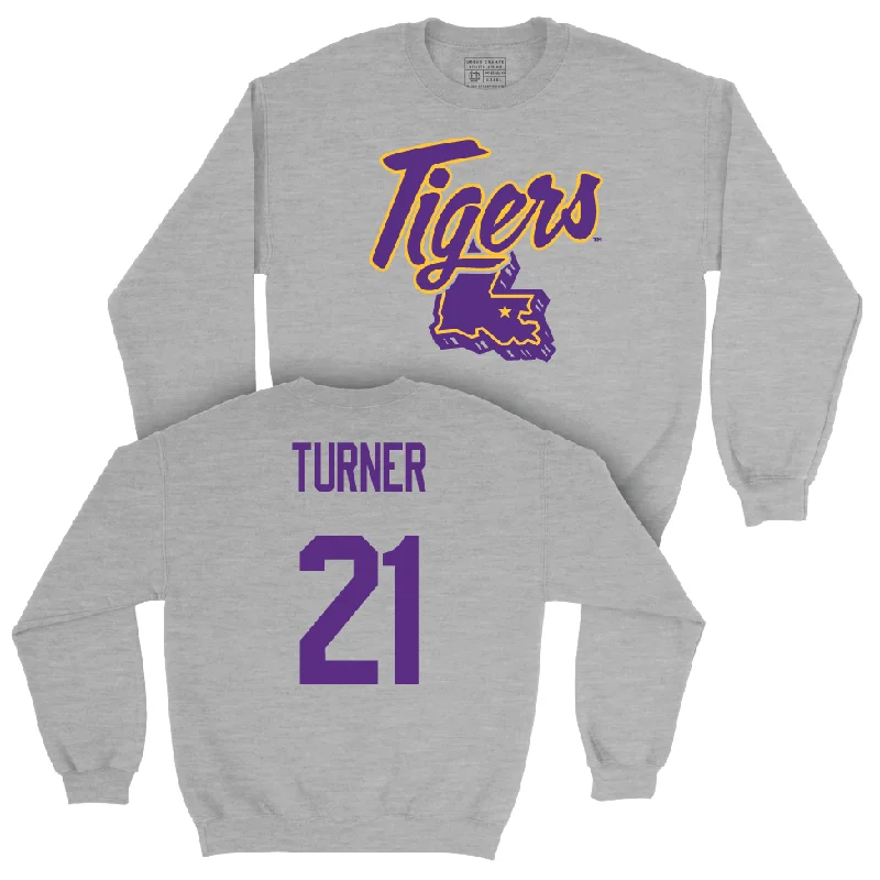 Long Sleeve Golf-Football Sport Grey Tiger State Crew    - Michael Turner