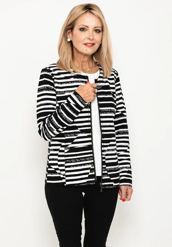 Jackets Short-Rabe Ribbed Geo Striped Jacket & T-Shirt Twinset, Black & White