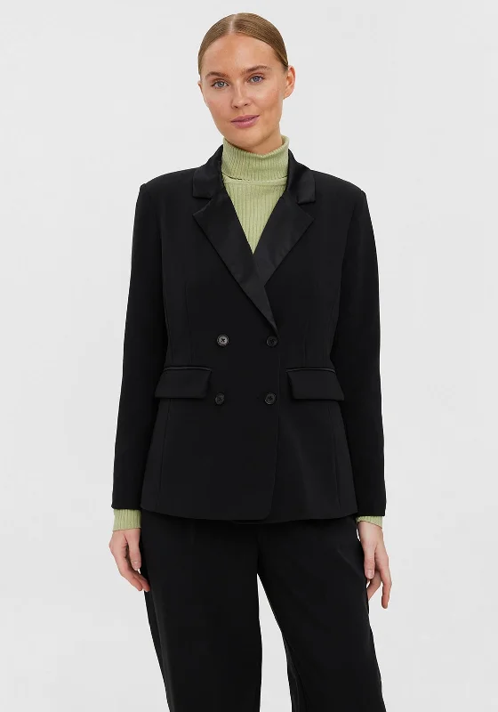 Jackets Sci-Fi-Vero Moda Laura Satin Collar Blazer, Black