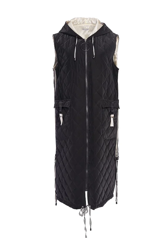 Jackets Surfing-Naya Sheen Finish Long Zipped Gilet, Black