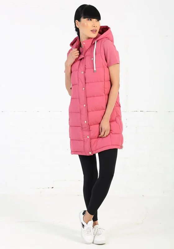 Jackets Silver-Rant & Rave Ginny Long Gilet, Rose Pink