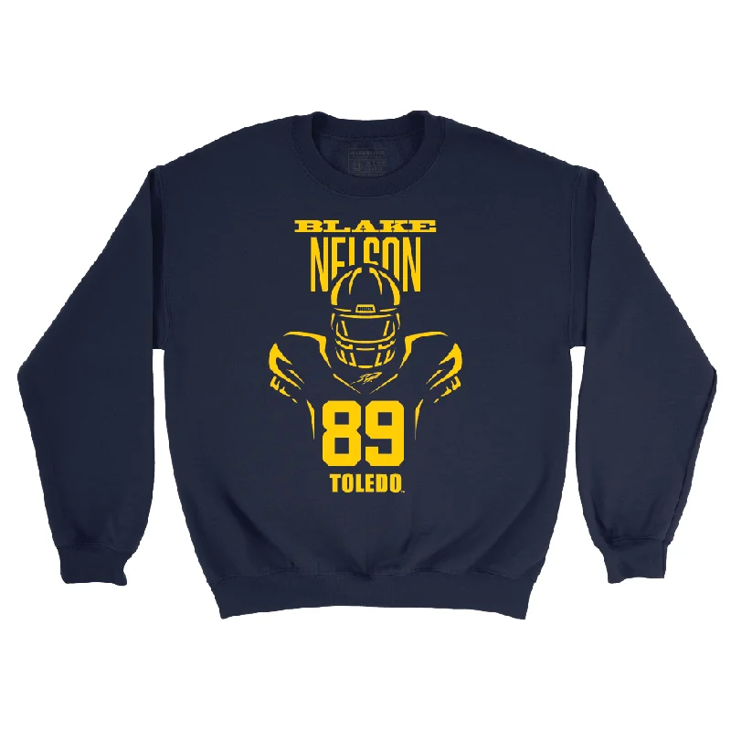 Long Sleeve Casual Wear-Toldeo Football Navy End Zone Crew - Blake Nelson | #89