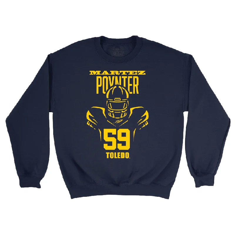 Long Sleeve Designer-Toldeo Football Navy End Zone Crew - Martez Poynter | #59