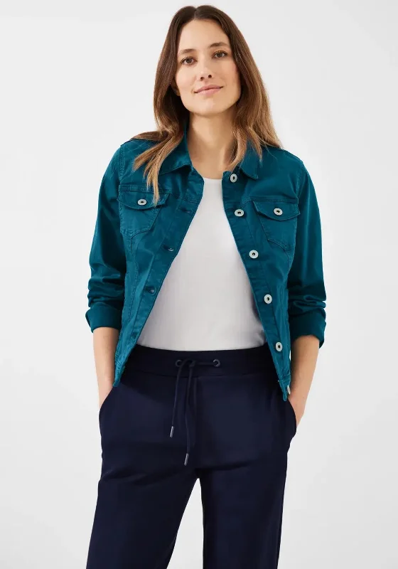 Jackets University-Cecil Short Denim Jacket, Teal Blue