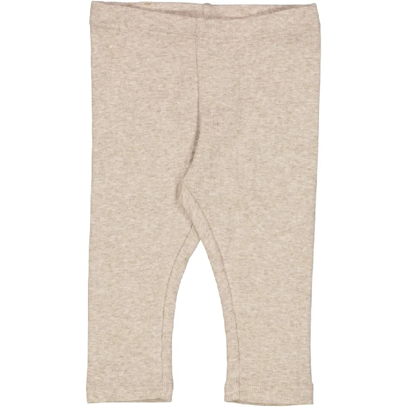 Mid Rise Pants-Rib Leggings - gravel melange