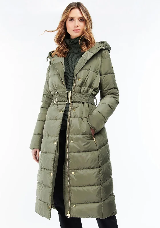 Jackets Girls-Barbour International Womens Track Line Long Coat, Green