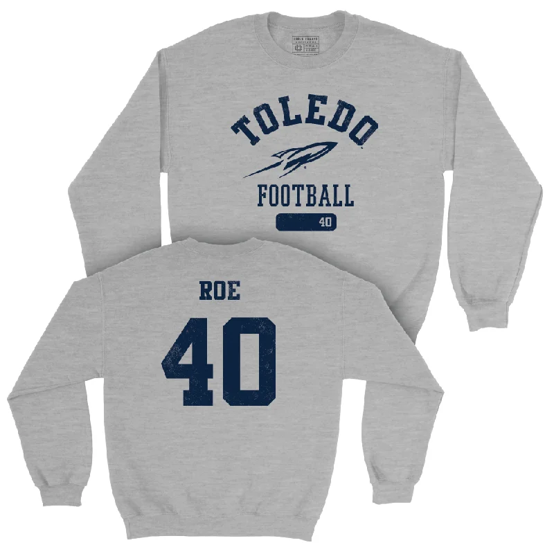 Long Sleeve Wedding-Toledo Football Sport Grey Varsity Crew  - James Roe