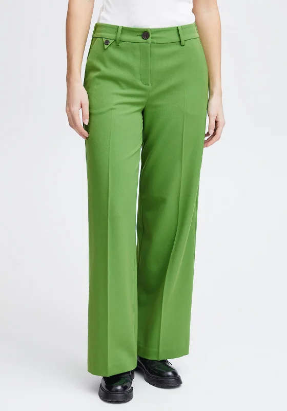 Relaxed Fit Pants-Fransa Milena Mid Rise Wide Leg Trouser, Bright Green