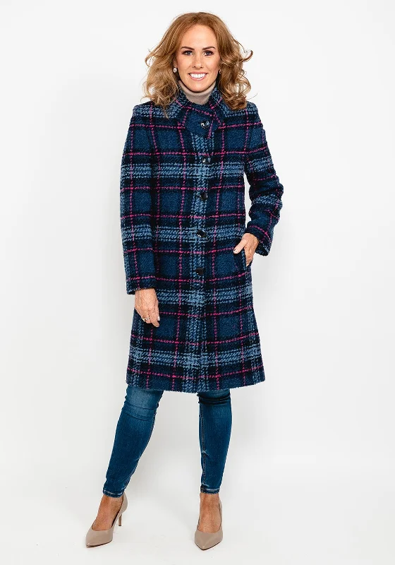 Jackets Cartoon-Christina Felix Boucle Wool Check Coat, Dark Blue Multi