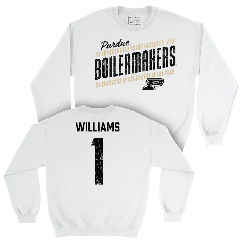 Long Sleeve Classic-Women's Volleyball White Slant Crew - Rachel Williams | #1