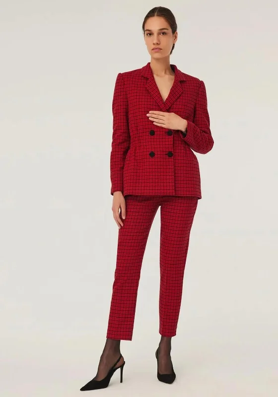 Jackets Team-Exquise Jagged Check Print Blazer, Red