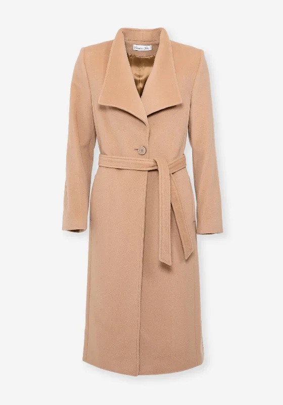 Jackets Abstract-Christina Felix Belted Wool Cashmere Blend Long Coat, Camel