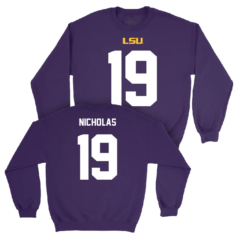 Long Sleeve Shirt-LSU Football Purple Shirsey Crew    - Javen Nicholas