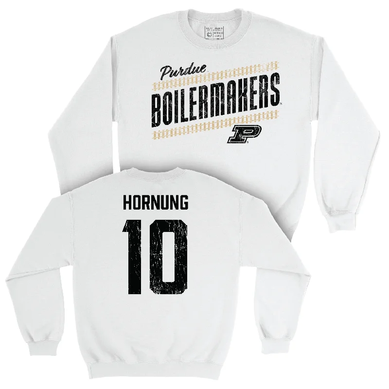 Long Sleeve Hip Hop-Women's Volleyball White Slant Crew - Ali Hornung | #10