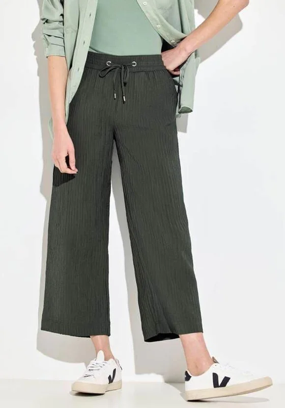 Lightweight Pants-Cecil 7/8 Wide Leg Culotte Trousers, Cool Khaki