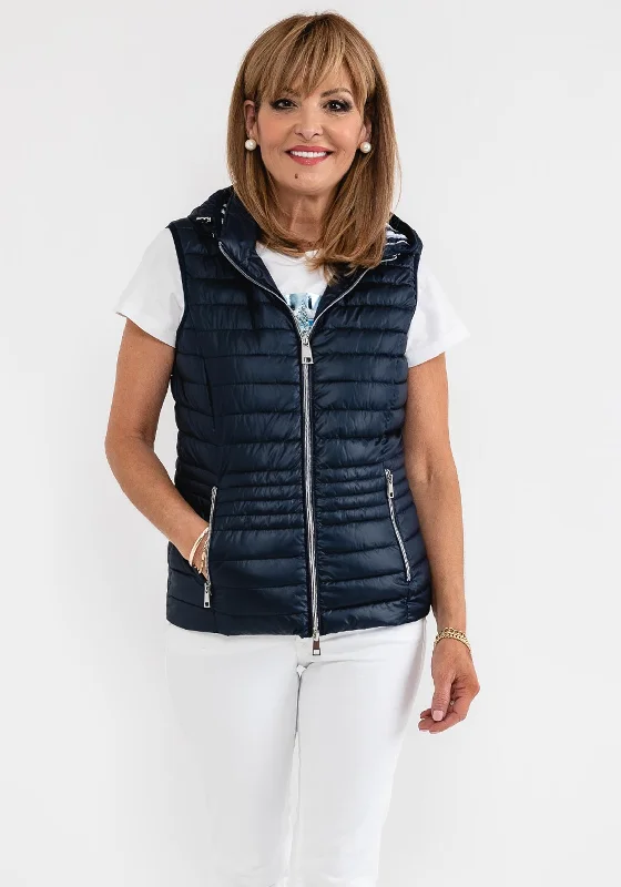 Jackets Suede-Barbara Lebek Hooded Quilted Gilet, Navy