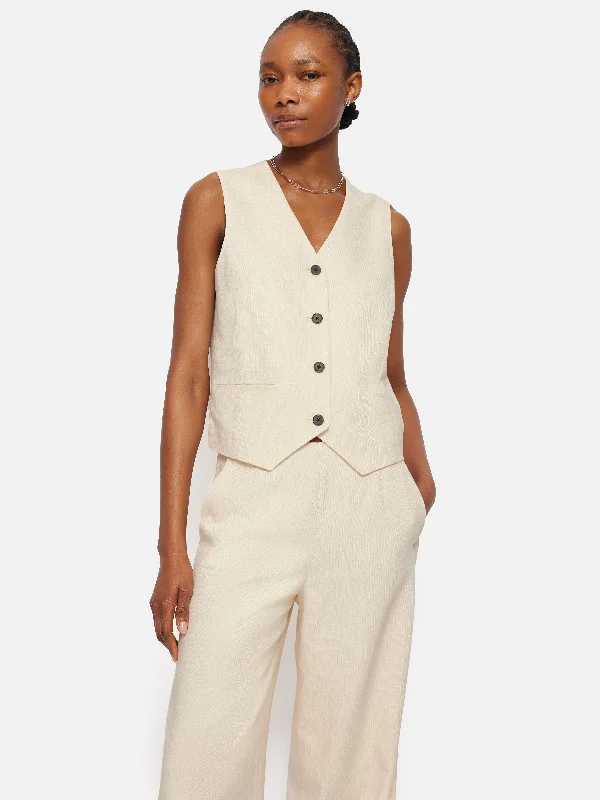 Jackets Hip Hop-Hopsack Tailored Waistcoat | Cream