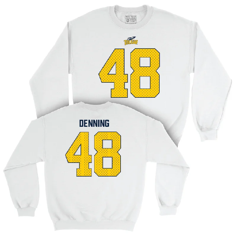 Long Sleeve Graphic-Toledo Football White Blitz Crew - Michael Denning | #48