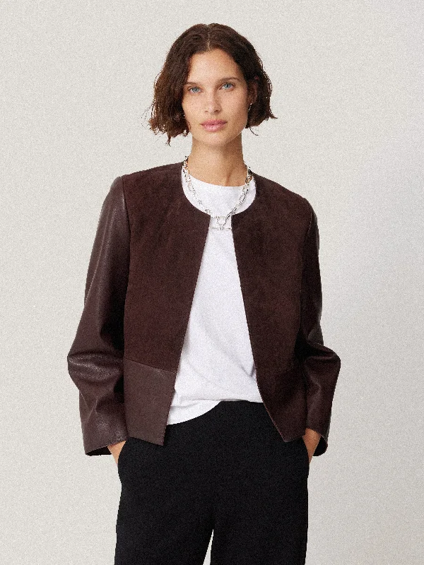 Jackets Cotton-Nakoa Leather Mix Jacket | Oxblood