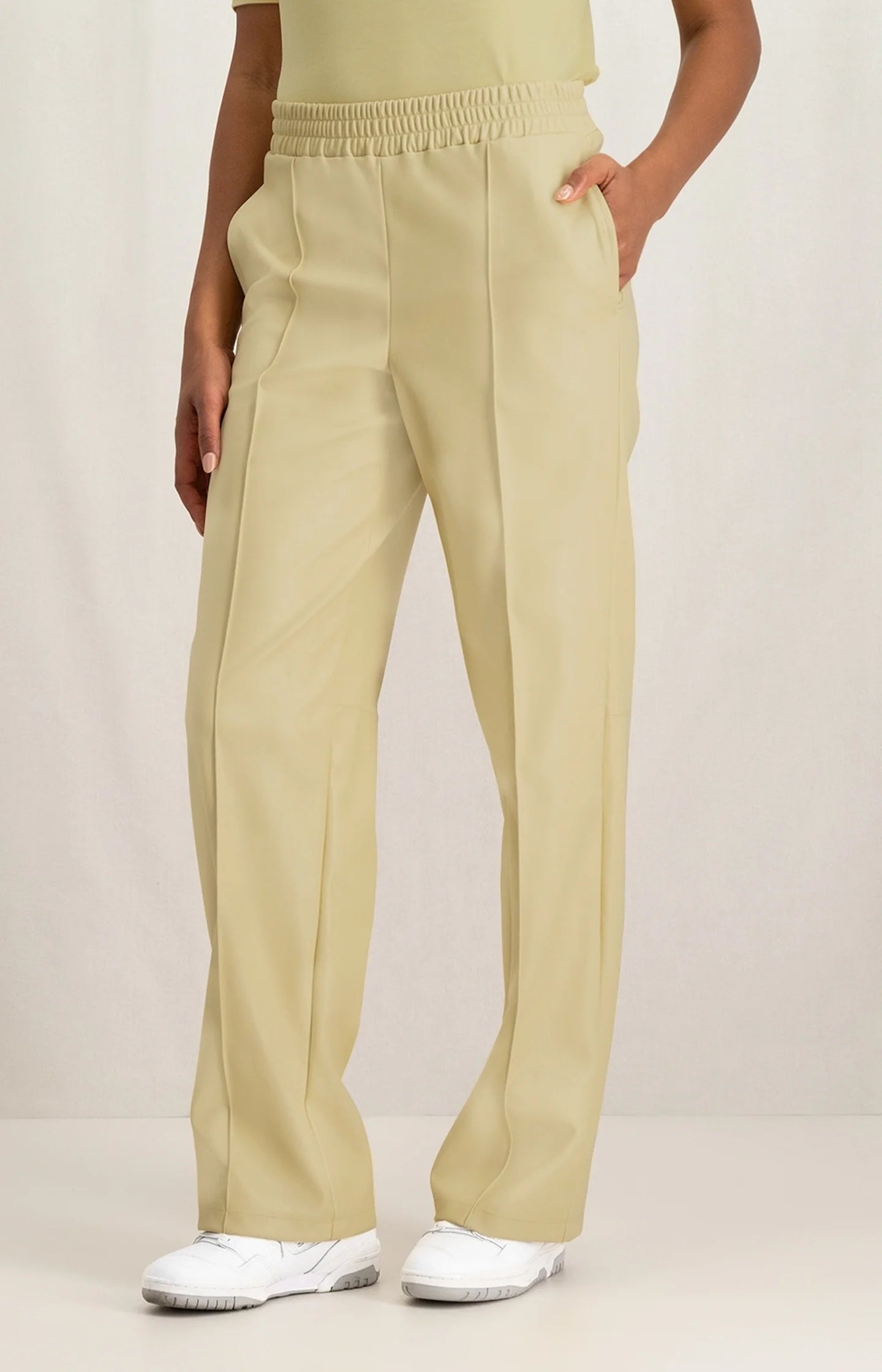 Combat Pants-YAYA Faux Leather Wide Leg Trousers, Parsnip Yellow