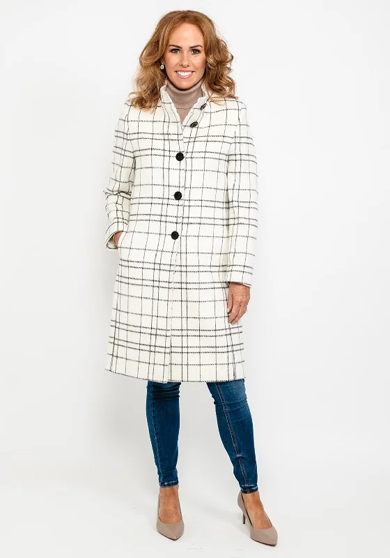 Jackets TV Show-Christina Felix Check Wool Coat, White & Black