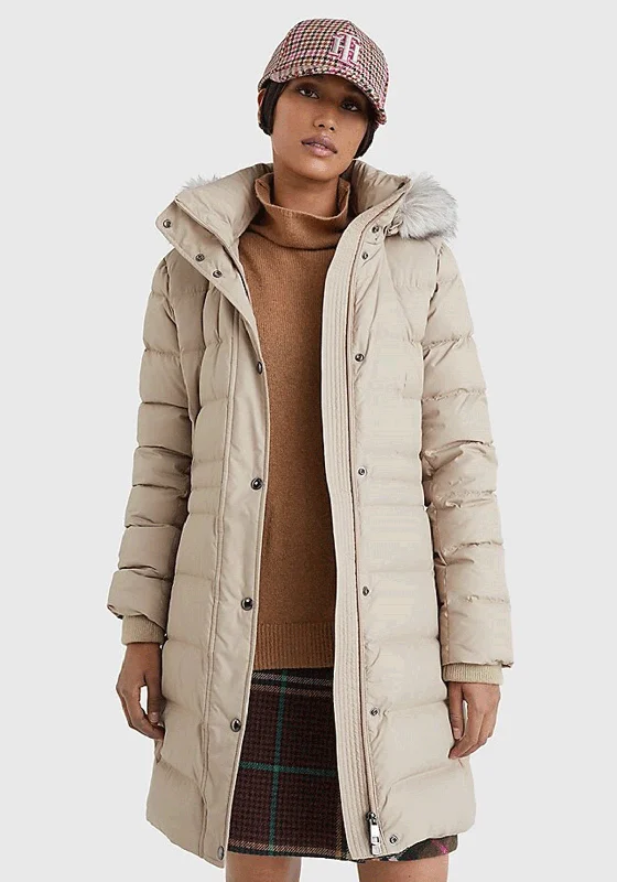 Jackets Inspirational-Tommy Hilfiger Womens Down Filled Long Coat, Beige