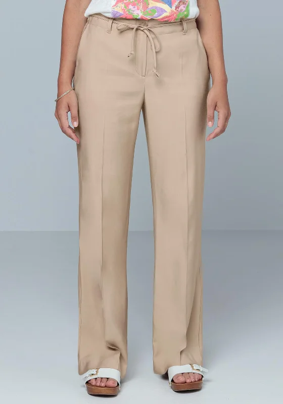 Airport Staff Pants-Bianca Parigi Straight Leg Trousers, Beige