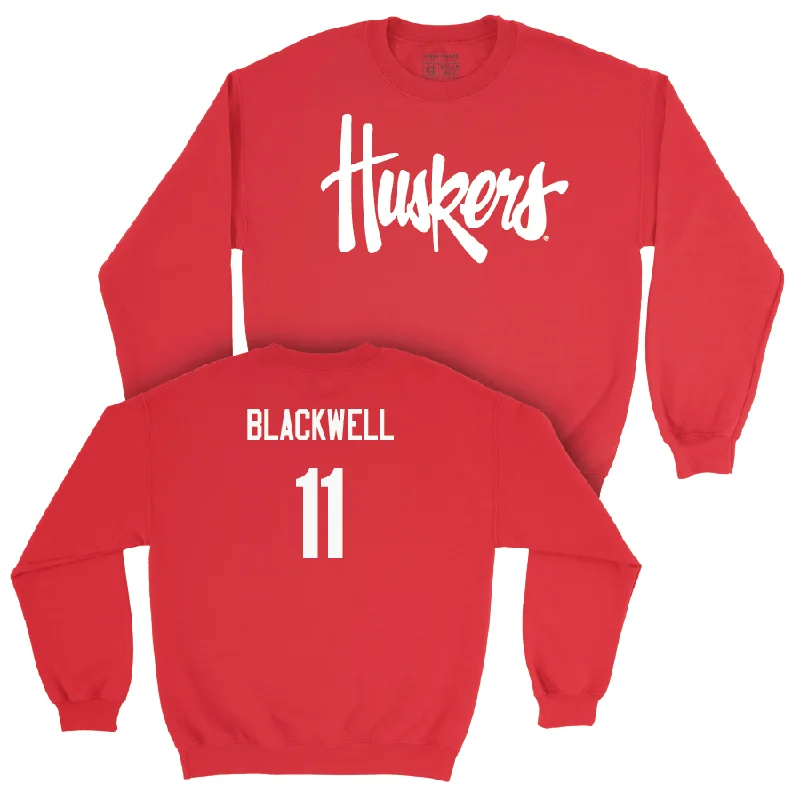 Long Sleeve Waterproof-Red Women's Volleyball Huskers Crew - Leyla Blackwell