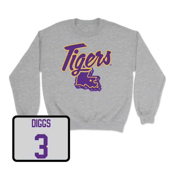 Long Sleeve Cruise Wear-Football Sport Grey Tiger State Crew - Logan Diggs