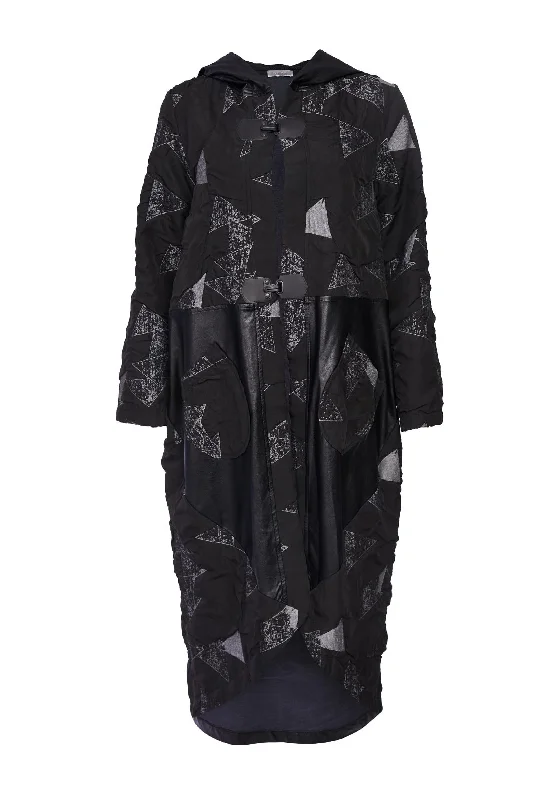 Jackets Gothic-Naya Embossed Triangle Print Oversize Coat, Black