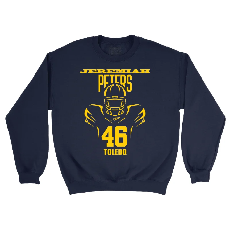 Long Sleeve Best Seller-Toldeo Football Navy End Zone Crew - Jeremiah Peters | #46