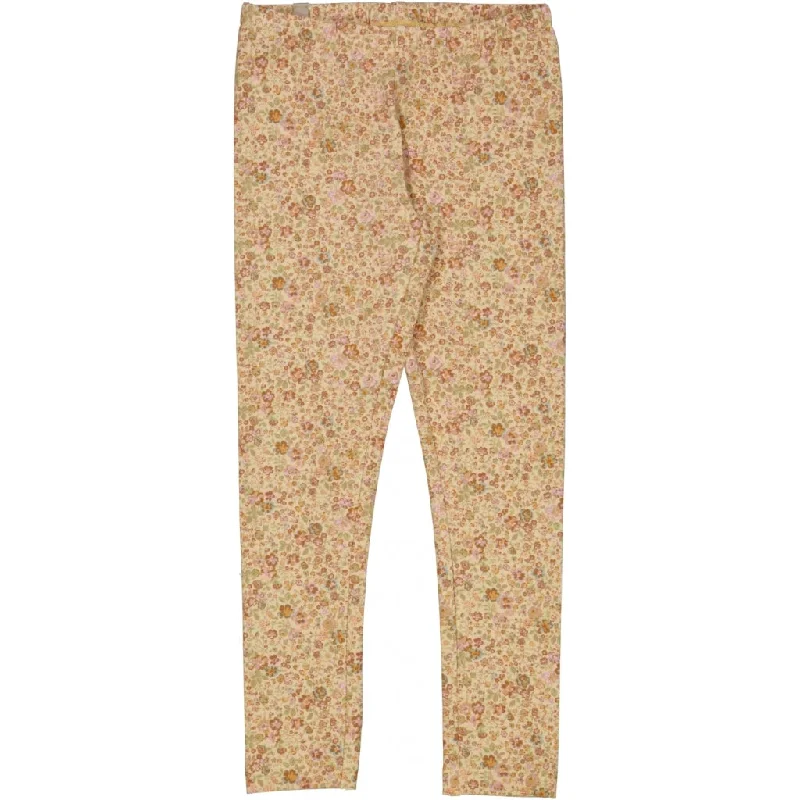 Machine Washable Pants-Jersey Leggings - barely beige small flowers