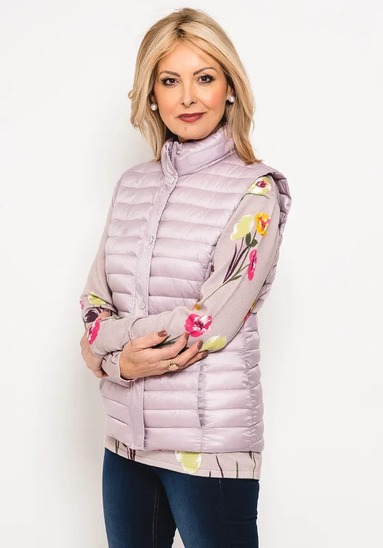 Jackets Slim Fit-Leon Collection Ribbon Trim Quilted Gilet, Pink