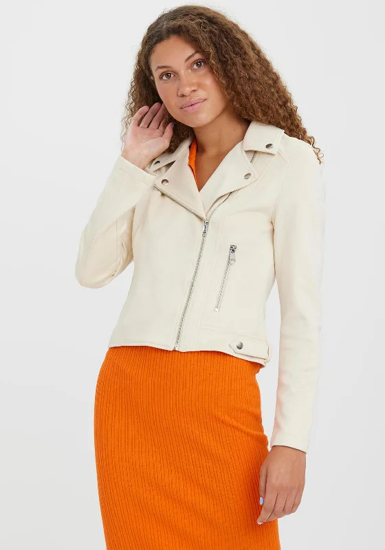 Jackets Budget-Friendly-Vero Moda Jose Faux Suede Biker Jacket, Birch