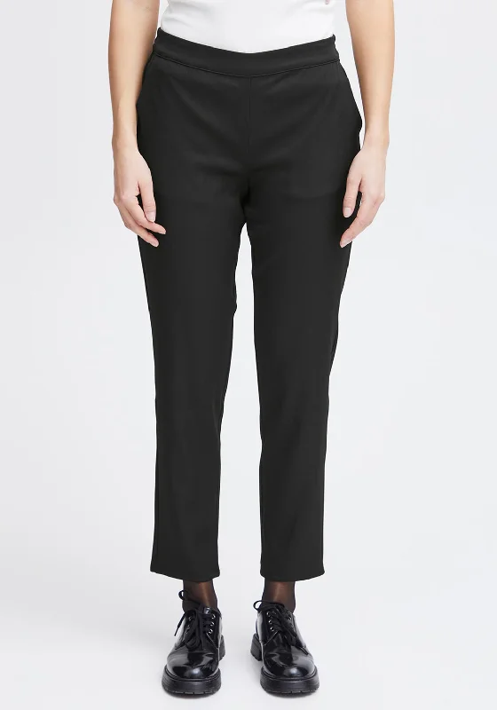 Home Pants-Fransa Pamila Slim Leg Tapered Trousers, Black