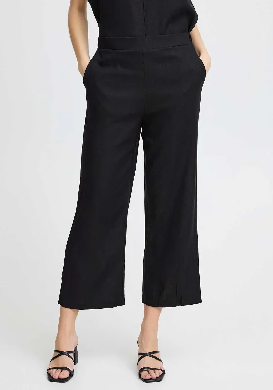 Insulated Pants-Fransa Juna Wide Leg Culottes, Black