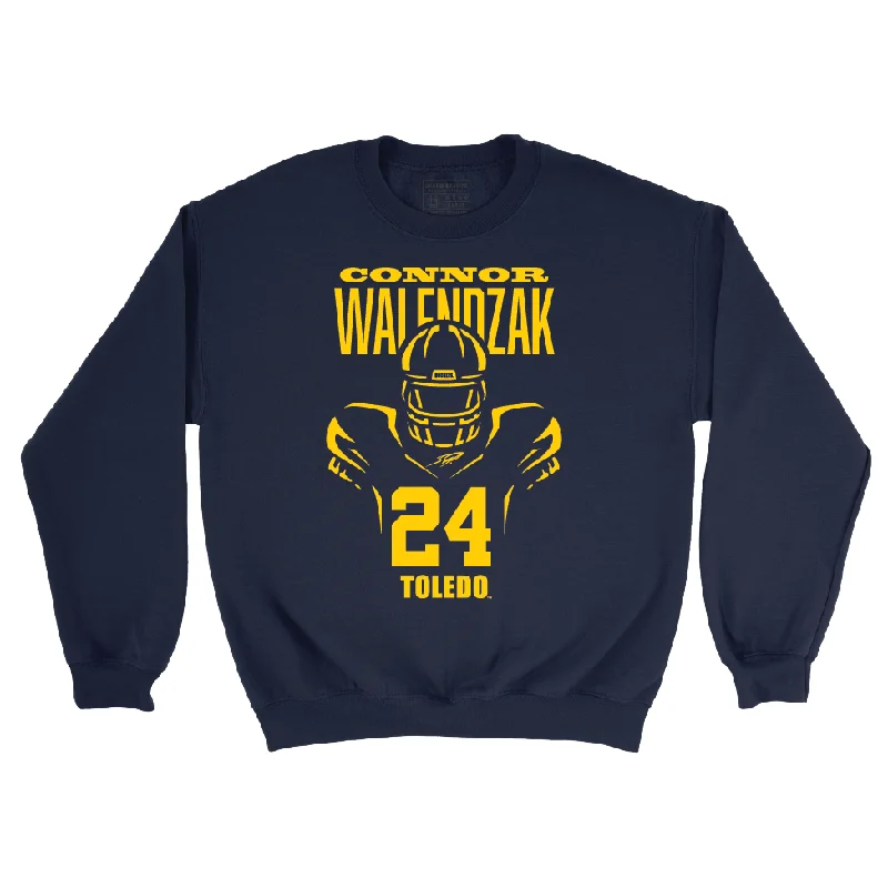 Long Sleeve Alumni-Toldeo Football Navy End Zone Crew - Connor Walendzak | #24