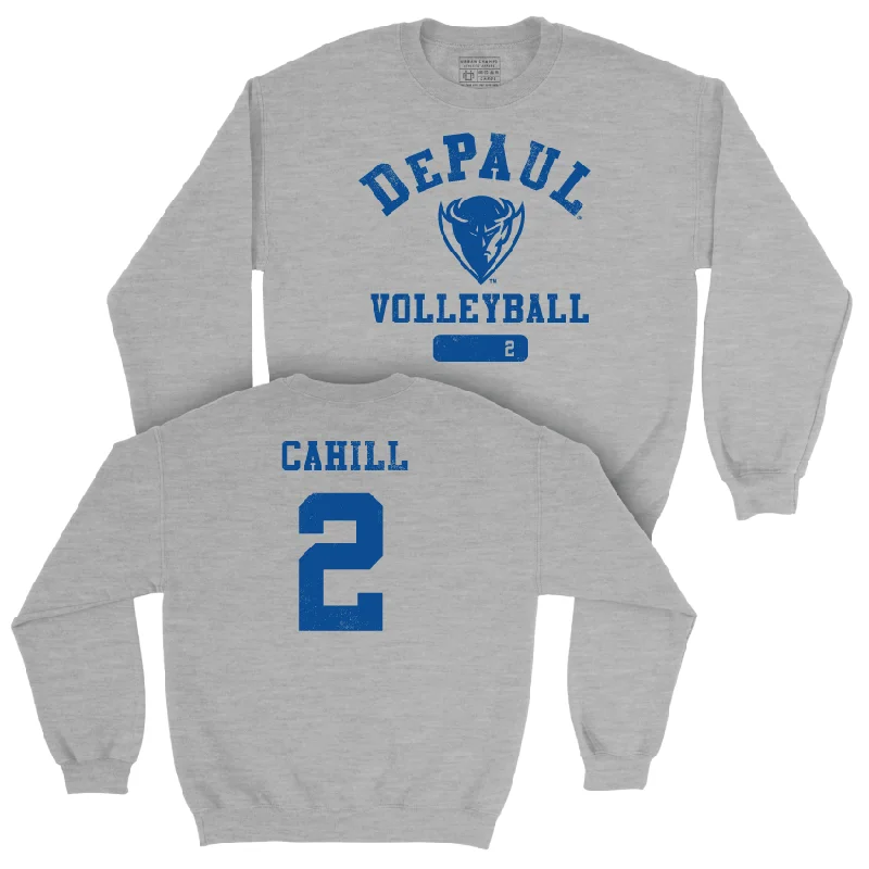 Long Sleeve Graphic-DePaul Women's Volleyball Sport Grey Varsity Crew - Abby Cahill | #2