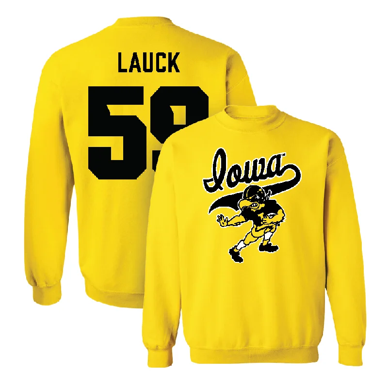 Long Sleeve Casual Wear-Gold Football Mascot Crew - Trevor Lauck