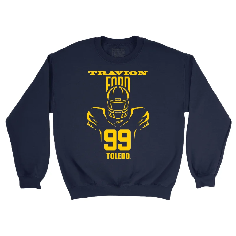 Long Sleeve Essential-Toldeo Football Navy End Zone Crew - Travion Ford | #99