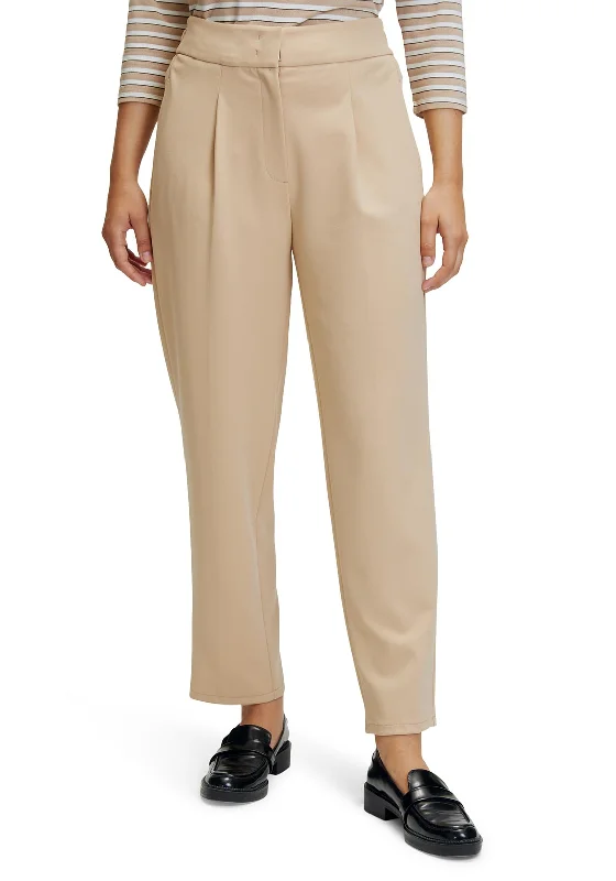 Urban Style Pants-Betty Barclay High Rise Tapered Trousers, Beige