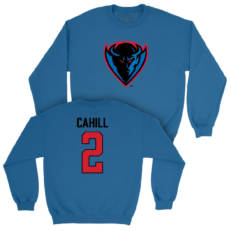 Long Sleeve Embroidered-DePaul Women's Volleyball Royal Legacy Crew - Abby Cahill | #2