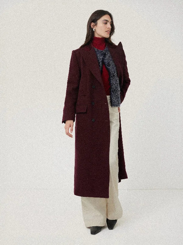 Jackets Button-Up-Wool Double Breasted Overcoat | Burgundy